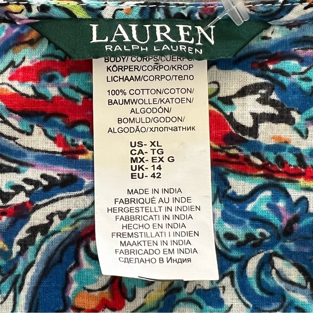 NWT Lauren Ralph Lauren Mystic Blue Paisley Dress‎ Swim Cover-Up Women's Size XL - Picture 4 of 8